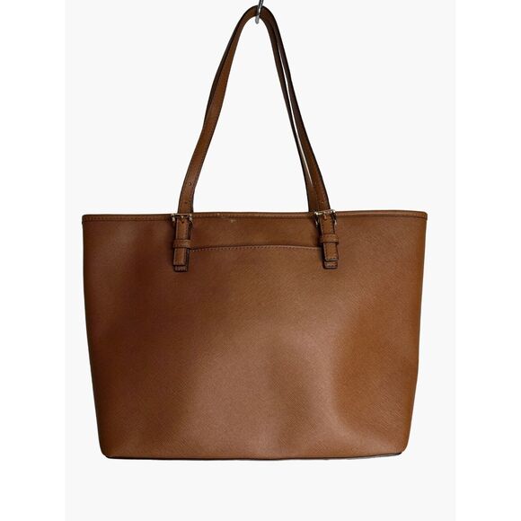 Michael Kors Chestnut Tan Saffiano Jet Set Tote Leather Bag Carryall Purse - Picture 6 of 13